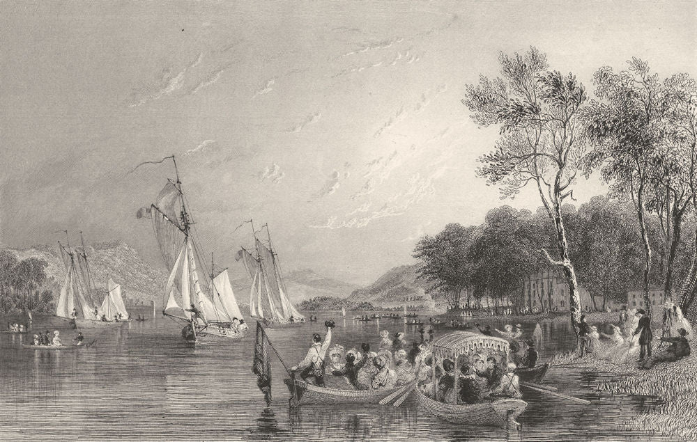 CUMBRIA. Ferry house, Regatta; Windermere Lake (Allom)  1832 old antique print